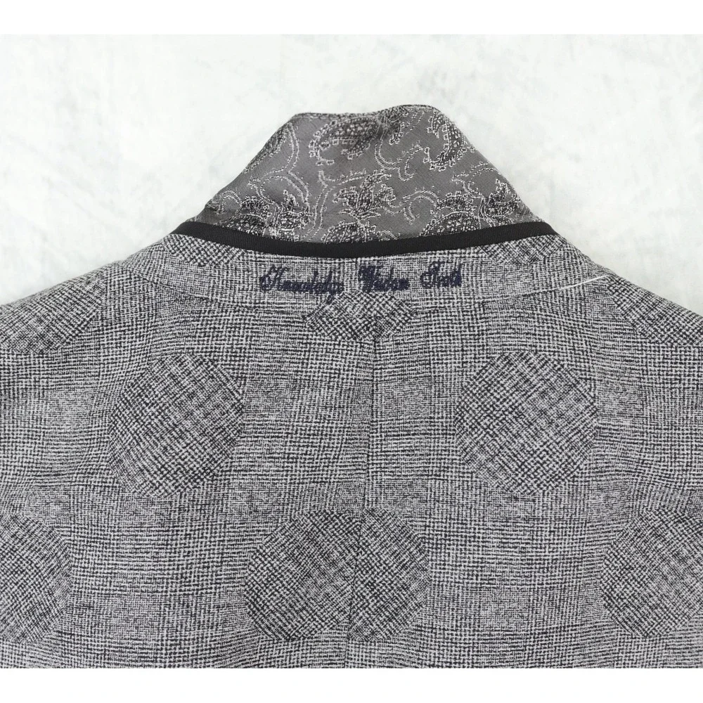 Robert Graham Sport Coat Blazer Mens 40R Classic Fit Linen Cotton Gray Plaid